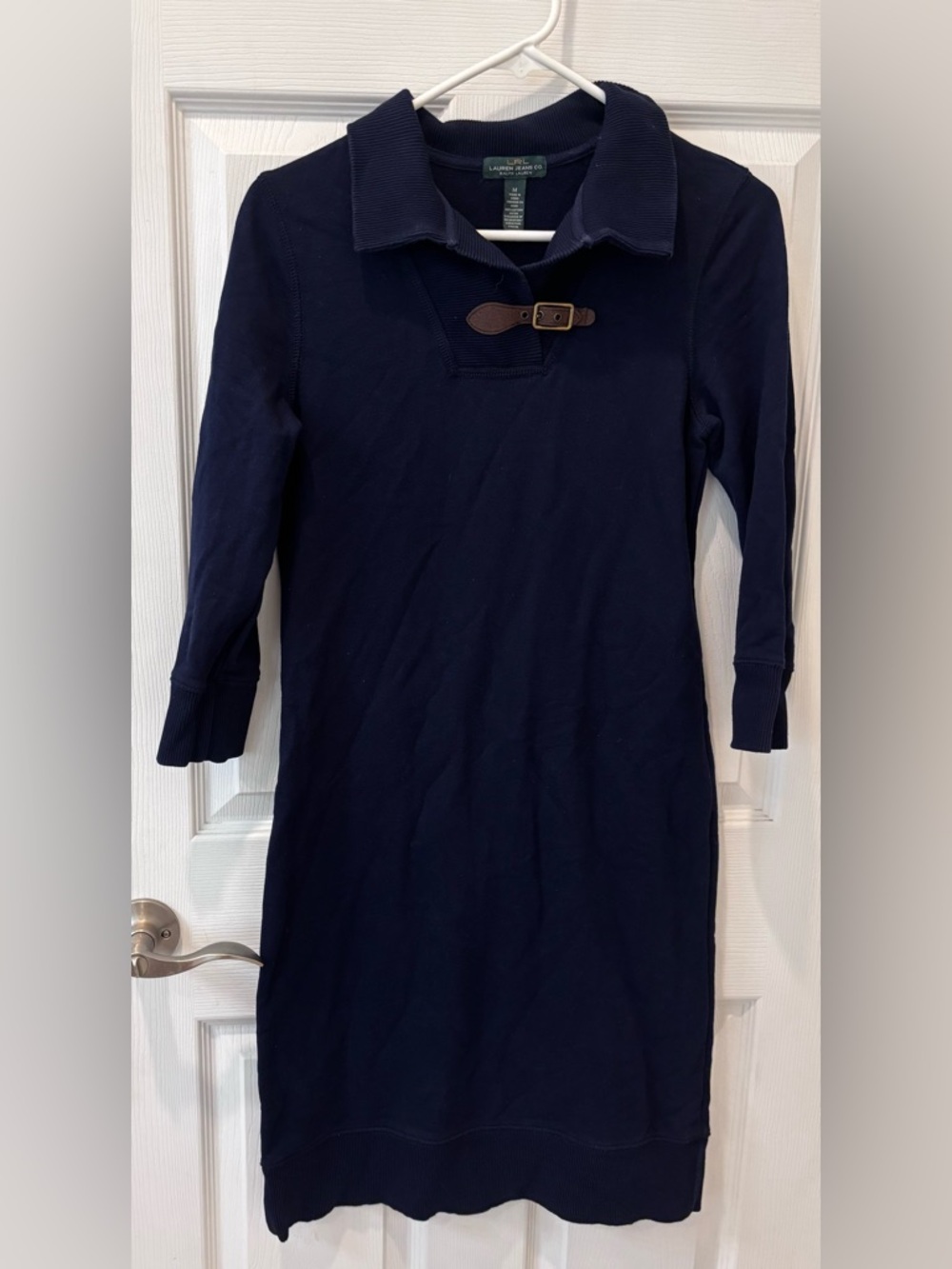 Ralph Lauren Navy Long-Sleeve Knit Sweatshirt Dress with Toggle